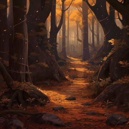 Brown Noise's landscape: a warm autumn forest path